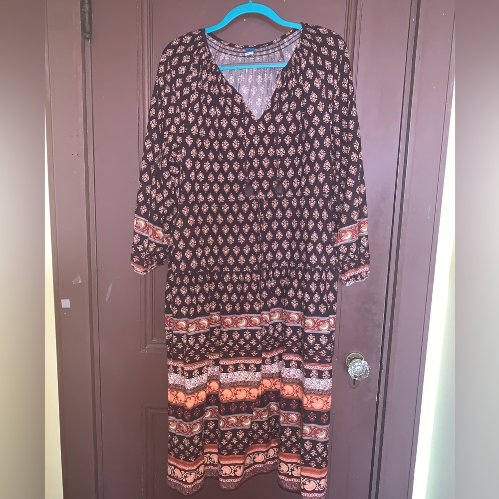 Old Navy Floral Patterned Tie-Front Dress